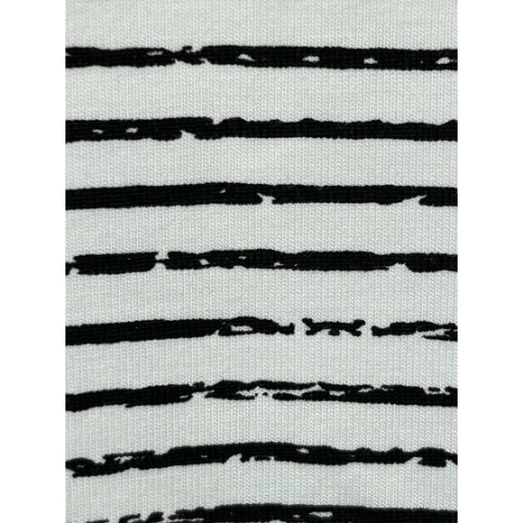 E.L.I Tunic Top XL Black White Stripes Long Sleeve V-Neck Buttons Arms Slits - Picture 14 of 15